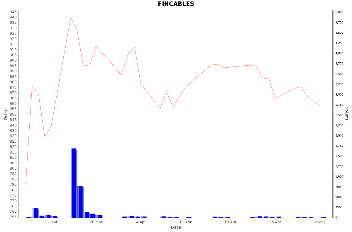FINCABLES Daily Price Chart NSE Today