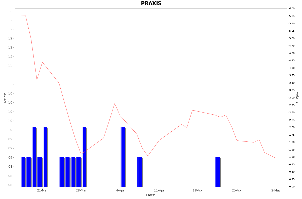 PRAXIS Daily Price Chart NSE Today