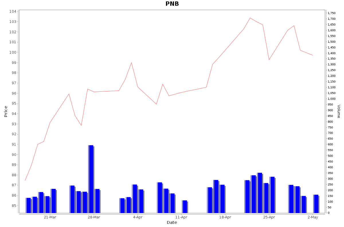 PNB Daily Price Chart NSE Today