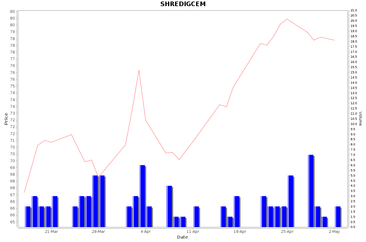 SHREDIGCEM Daily Price Chart NSE Today