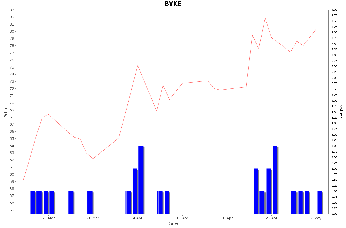 BYKE Daily Price Chart NSE Today