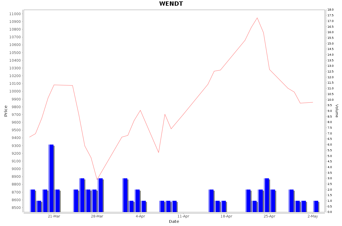 WENDT Daily Price Chart NSE Today